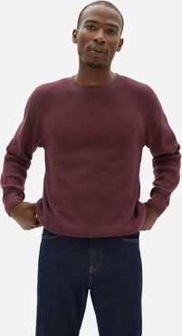 Waffle-Knit Crew Sweater by Everlane in Heathered Burgundy, Size XXL