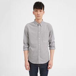 Air Oxford Shirt by Everlane in Black / White Mini Stripe, Size XL