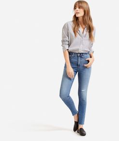 Authentic Stretch High-Rise Skinny by Everlane in Distressed Mid Blue, Size 32