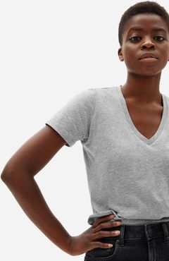 Organic Cotton V-Neck T-Shirt by Everlane in Heathered Grey, Size XS