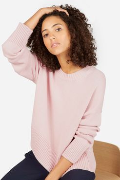 Soft Cotton Square Crew Sweater by Everlane in Pale Pink, Size XL