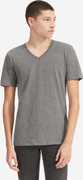 Cotton V-Neck T-Shirt by Everlane in Heather Charcoal, Size L