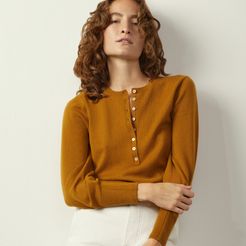 Cashmere Henley Sweater by Everlane in Golden Brown, Size XL
