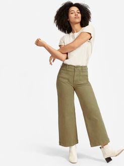 Wide Leg Crop Patch Pocket Pant by Everlane in Olive, Size 16