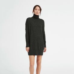 Cashmere Turtleneck Mini Dress Sweater by Everlane in Dark Grey Donegal, Size S