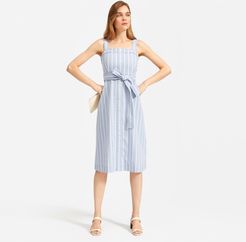 Cotton Weave Tank Dress by Everlane in Blue / White Wide Stripe, Size 16