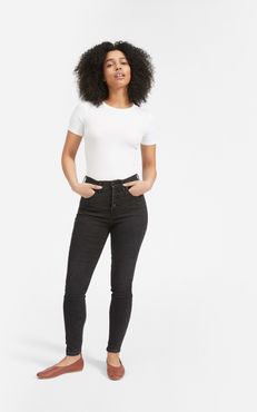 Authentic Stretch High-Rise Skinny Button Fly by Everlane in Washed Black Button Fly, Size 34