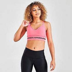 Seamless Low Long Heather Medium-Support Sports Bra in Pink/Cerise Heather Size Small Nylon/Knit