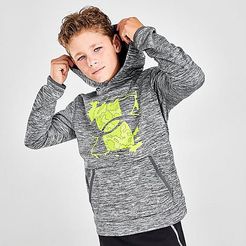 Boys' Fleece® Graphic Logo Pullover Hoodie in Black/Pitch Gray Size Small 100% Polyester/Fleece