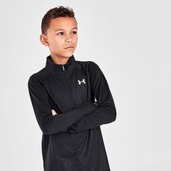 Boys' UA Tech&trade; ½ Zip Top in Black/Black Size Large 100% Polyester/Knit