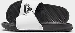 Benassi JDI Slide Sandals in White/Black/White Size 7.0 Leather