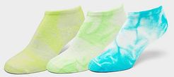 Tie-Dye 3-Pack No-Show Socks in Yellow/Blue/Blue Size Medium