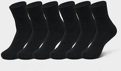 6-Pack Quarter Socks in Black/Black Size Large Cotton