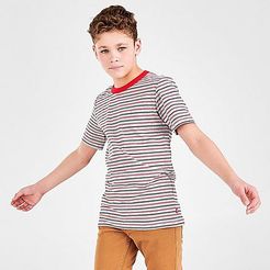 Boys' Levi's® Logo Striped T-Shirt in Red/Grey Size Small Knit