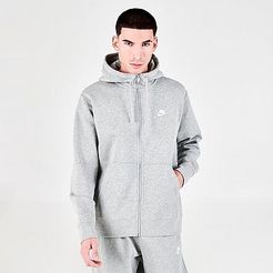 Sportswear Club Fleece Full-Zip Hoodie in Grey/Dark Grey Heather Size Small Cotton/Polyester/Fleece