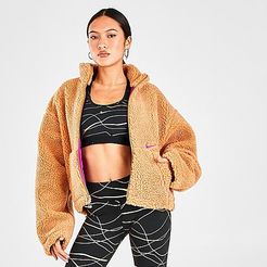 Sportswear Sherpa Fleece Full-Zip Jacket in Orange/Flax Size X-Small 100% Polyester/Fleece