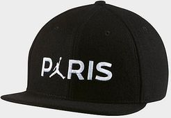 Paris Saint-Germain Pro Adjustable Back Hat in Black/Black Leather/Wool/Rayon