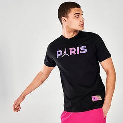 Jordan Men's Paris Saint-Germain Wordmark T-Shirt in Black/Black Size Small 100% Cotton