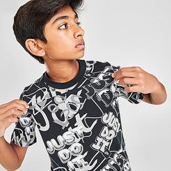 Boys' Graffiti All-Over Print T-Shirt in Black/Black Size Small 100% Cotton/Knit