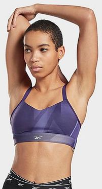 Lux Printed Strappy Padded Medium-Support Sports Bra in Purple/Dark Orchid Size X-Small