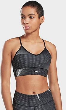 MYT Printed Medium-Support Sports Bra in Black/Black Size X-Small Polyester