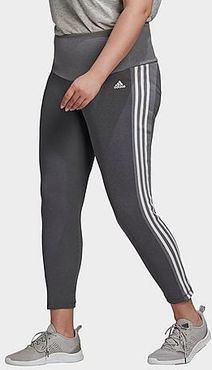 Designed 2 Move 3-Stripes High-Rise Cropped Training Tights (Plus Size) in Grey/Dark Grey Heather Size Extra Large Polyester