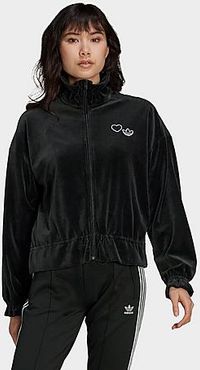 Originals Crop Windbreaker Jacket in Black/Black Size X-Small 100% Polyester