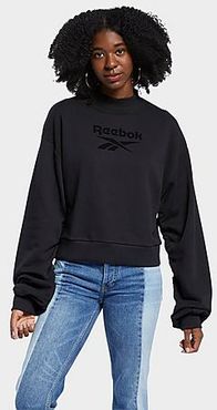 Classics Mock Neck Crewneck Sweatshirt in Black/Black Size X-Small 100% Cotton