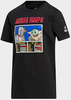 Boys' Star Wars Mando and The Child Basketball T-Shirt in Black/Black Size Small 100% Cotton/Knit/Jersey