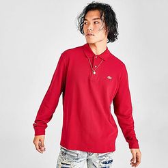 Classic Fit L.12.12 Long-Sleeve Polo Shirt in Red/Red Size Large 100% Cotton