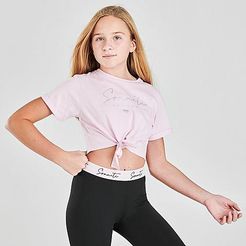 Girls' Aster Knot Cropped T-Shirt in Pink/Pink Size Large 100% Cotton/Knit