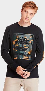 Camo Stack Logo Long-Sleeve T-Shirt in Black/Black Size X-Small Cotton