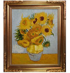 Overstock Art Sunflowers - Framed Oil Reproduction of an Original Painting by Vincent Van Gogh at Nordstrom Rack