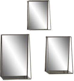 Willow Row Large Industrial Black Metal Rectangular Wall Mirrors with Shelves - Set of 3 at Nordstrom Rack