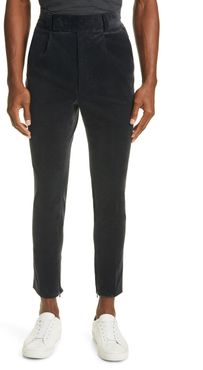 Pleated Slim Stretch Cotton Trousers