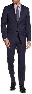 Ted Baker London Jarrow Navy Plaid Two Button Notch Lapel Wool Trim Fit Suit at Nordstrom Rack