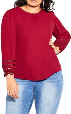 Plus Size Women's City Chic Lace Desire Blouson Sleeve Top