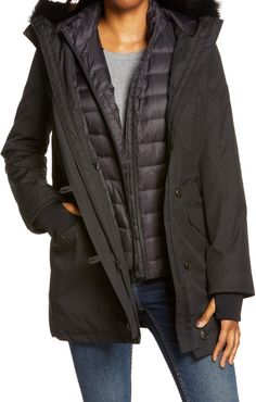 UGG Adirondack 3 In 1 Waterproof Down Parka With Removable Genuine Shearling Trim