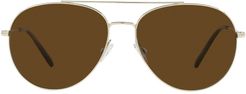 Airdale 58mm Polarized Pilot Sunglasses - Soft Gold/ True Brown