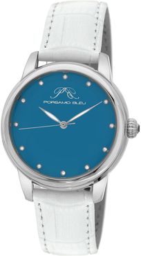 Porsamo Bleu Women's Gemma Diamond Genuine Embossed Leather Watch, 38mm - 0.06 ctw at Nordstrom Rack