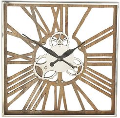 Willow Row Industrial Square Wood - Aluminum & Stainless Steel Gear Wall Clock at Nordstrom Rack