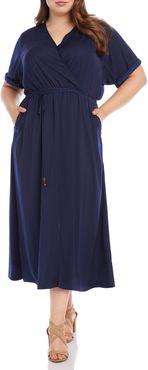 Plus Size Women's Karen Kane Cuffed Sleeve Midi Dress