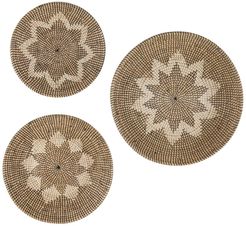 Willow Row Round Black & White Starburst Natural Seagrass Wall Decor Trays - Set of 3 at Nordstrom Rack