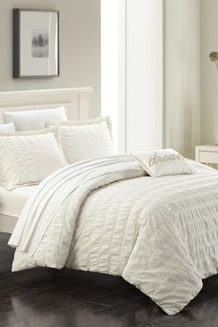 Chic Home Bedding Beige Calamba 200 Thread Count Ruffled & Pleated King Duvet Cover 4-Piece Set at Nordstrom Rack