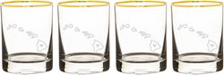 State Love Set Of 4 Gold Rimmed Whiskey Glasses