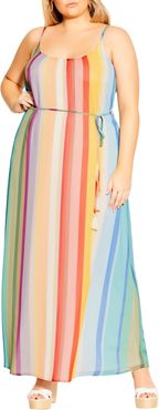Plus Size Women's City Chic Gelato Stripe Midi Dress