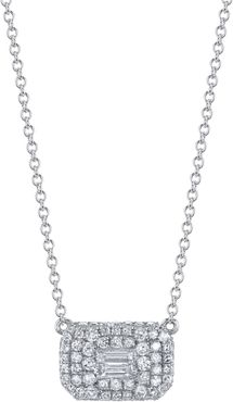 Baguette Diamond Pave Pendant Necklace