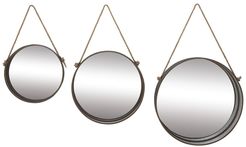 Willow Row Farmhouse Style Round Jute Rope Metal Wall Mirrors - Set of 3 at Nordstrom Rack