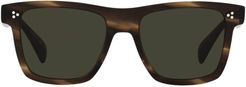 Casian 54mm Rectangular Sunglasses - Bark/ G-15