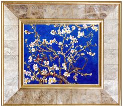 Overstock Art Branches of an Almond Tree in Blossom, Sapphire Blue Framed Oil Reproduction of an Original Painting by La Pastich